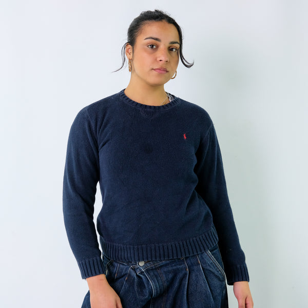 Navy Blue 90s Polo Ralph Lauren Knit Sweatshirt (M)